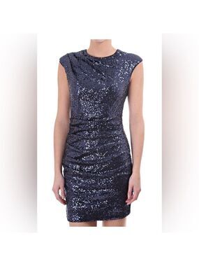 NWT Juicy Couture SEQUIN DRAPE DRESS in Starless Sky. Size S